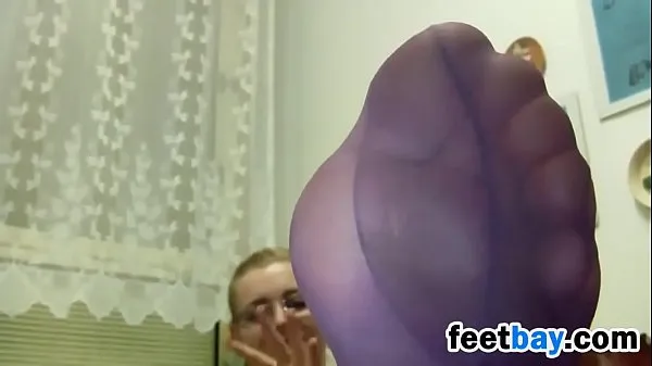 Beautiful Feet In Sexy Nylons Close Up Klip teratas Besar