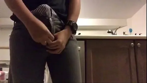 Big Trying my gf's jeans with a hard on top Clips