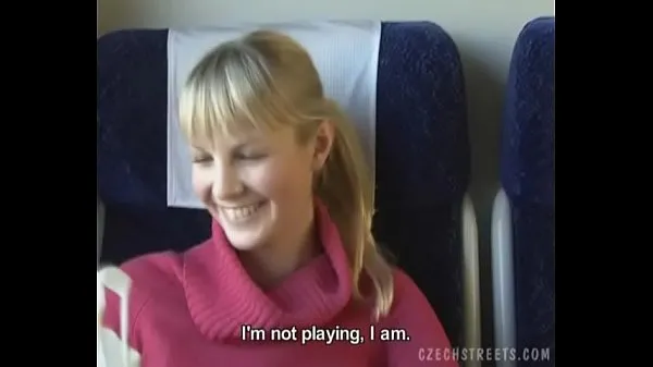 Big Czech streets Blonde girl in train top Clips