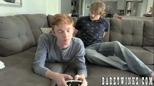 Big Smooth twink buds swap video games for barebacking top Clips