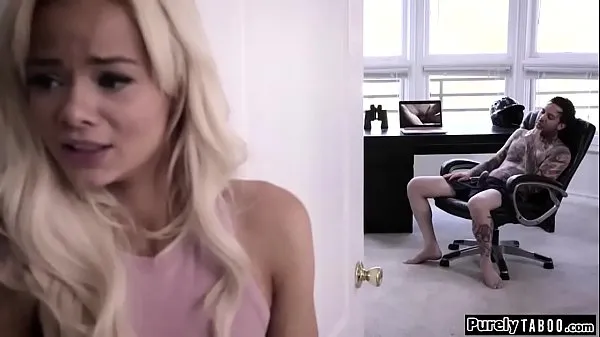 Big Petite shy blonde stepsis hears her stepbro jerking off on opens his door and starts rubbing herself on him jerking he tells her to come so she can suck his cock she gets what she throats it and lets her stepbro fuck her top Clips