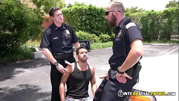 Big Suspect is taken and banged by gay cops against the car hood top Clips