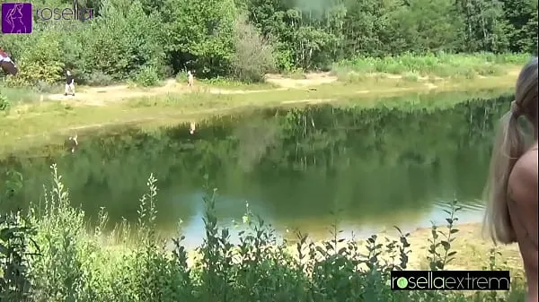 Nagy Sperm and piss bitch gets public on a bathing lake, the mouth stuffed! Dirty used by 40 men as cum and piss toilet! Part 3 legjobb klipek