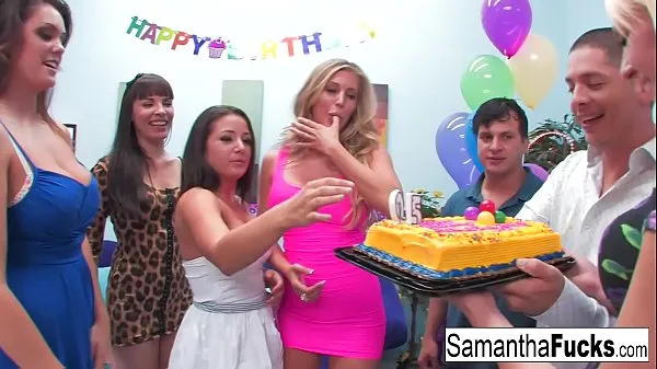 Big Samantha celebrates her birthday with a wild crazy orgy top Clips