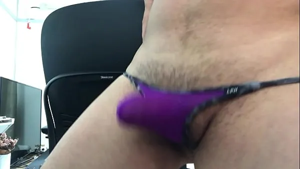 Masturbation with wearing a tiny g-string Klip teratas Besar