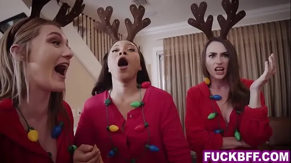 Big Santa fucks 3 hot teen BFFs before xmas after they made cookies for him top Clips