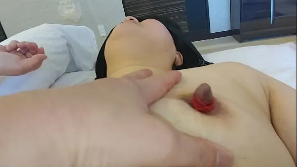 Big After sucking the nipple of her beloved wife Yukie, wrap it with a string to prevent it from returning top Clips