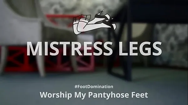 Worship my pantyhose feet in high heels, slave Klip teratas Besar