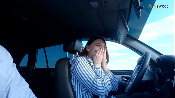 Russian girl passed the license exam (blowjob, public, in the car