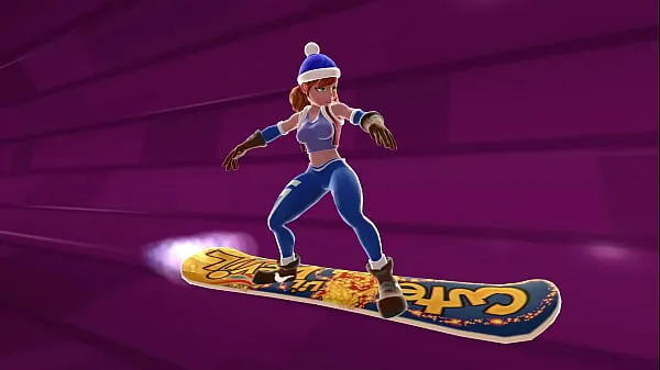 Sexy thick booty skateboarder snowboader videogame preview Klip teratas Besar