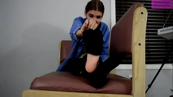 Big TSM - Stitch poses her feet wearing black work socks and bare top Clips