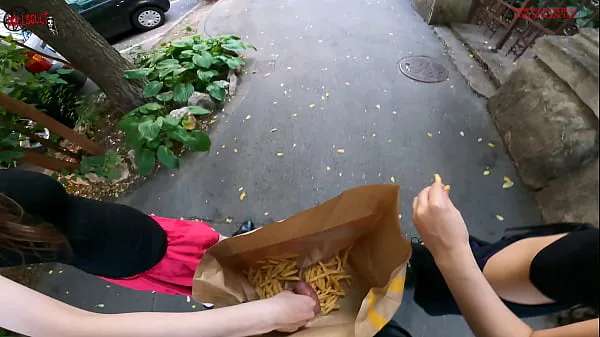 Big Public double handjob in the fries b a g ... I'm jerkin'it! A whole new way to love McDonald's top Clips
