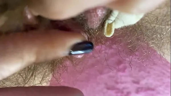 Stora Extreme Closeup Big clit Rubbing orgasm wet hairy pussy toppklipp