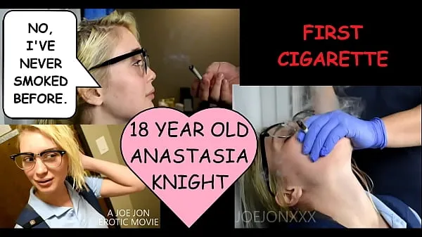 مقاطع Eighteen year old blonde Anastasia Knight tries with a creepy older man Joe Jon and coughs intensely العلوية الكبيرة