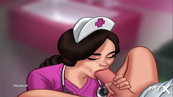 SummertimeSaga - Nurse plays with cock then takes it in her mouth E3 Klip teratas besar