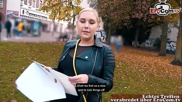 Grote German blonde with natural tits pick up at the street topclips