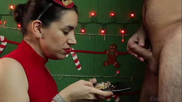 Veliki Merry Christmas! Let's celebrate with cum on food najboljši posnetki