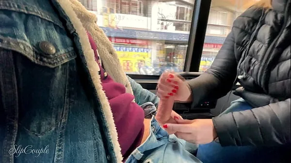 Big She tried her first Footjob and give a sloppy Handjob - very risky in a public sightseeing bus :P top Clips