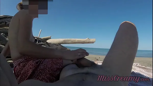Big Strangers caught my wife touching and masturbating my cock on a public nude beach - Real amateur french - MissCreamy top Clips