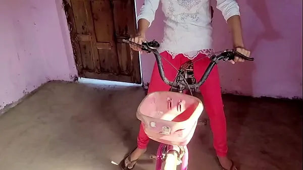 Village girl caught by friends while riding bicycle Klip teratas besar