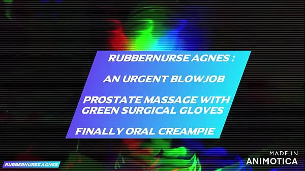 Grote Rubbernurse Agnes - Green surgical gown and gloves: an urgent blowjob with final oral creampie topclips
