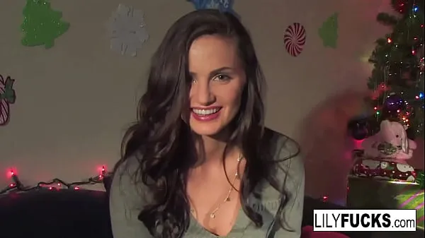 Big Lily tells us her horny Christmas wishes before satisfying herself in both holes top Clips