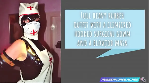 Rubbernurse Agnes - rubber surgical robe with hood and mask: cock sucking / wanking / prostate fucking up to the final cumshot in slow-mo Klip teratas Besar